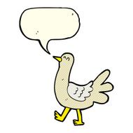 cartoon walking bird with speech bubble N7