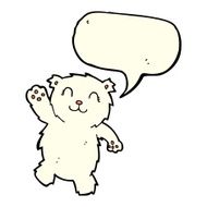 cartoon waving polar bear with speech bubble N28