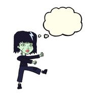 cartoon zombie girl with speech bubble N7