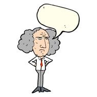 cartoon big hair lecturer man with speech bubble N5
