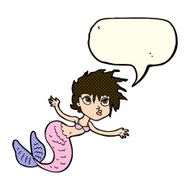 cartoon mermaid with speech bubble N29