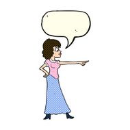 cartoon woman pointing finger with speech bubble N5