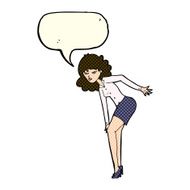 cartoon annoyed woman rubbing knee with speech bubble N5