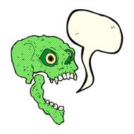 cartoon scary skull with speech bubble N13