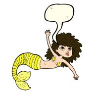 cartoon pretty mermaid with speech bubble N18
