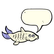 cartoon fish with speech bubble N34
