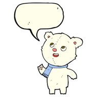 cartoon polar bear wearing scarf with speech bubble N5
