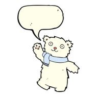 cartoon teddy bear wearing scarf with speech bubble N5
