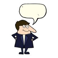 cartoon happy man in suit with speech bubble N4
