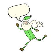 cartoon running santa with speech bubble N5