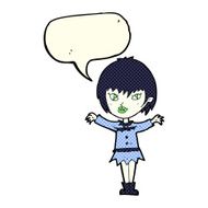 cartoon vampire girl with speech bubble N95
