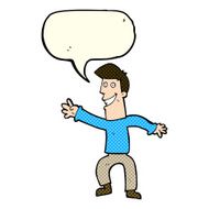 cartoon happy man dancing with speech bubble N18