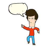 cartoon man pointing with speech bubble N81