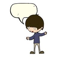 cartoon boy with outstretched arms speech bubble N5