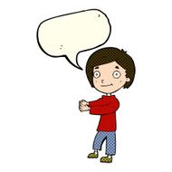 Cartoon happy boy with speech bubble N97
