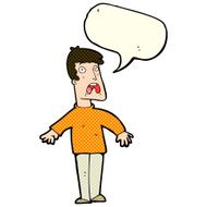 cartoon terrified man with speech bubble N86