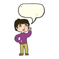 cartoon boy with question speech bubble N9