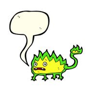 cartoon little fire demon with speech bubble N9