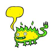 cartoon little fire demon with speech bubble N10