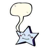cartoon happy star character with speech bubble N10