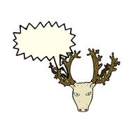 cartoon stag head with speech bubble N3