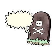 cartoon grave with speech bubble N3