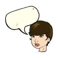 cartoon pretty female face with speech bubble N41