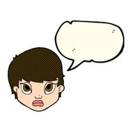 cartoon sulking woman with speech bubble N5