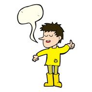cartoon poor boy with positive attitude speech bubble N5