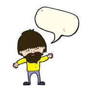 cartoon happy bearded man waving with speech bubble N5