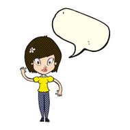 cartoon pretty woman waving with speech bubble N37