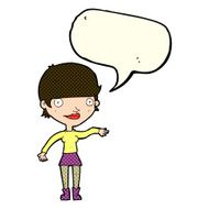 cartoon happy woman with speech bubble N106