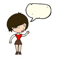 cartoon waving woman with speech bubble N62
