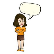 cartoon woman with crossed arms speech bubble N21