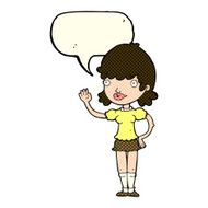cartoon waving woman with speech bubble N63