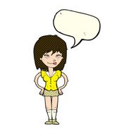 cartoon woman with hands on hips speech bubble N91