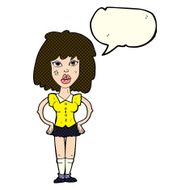 cartoon woman been in fight with speech bubble N5
