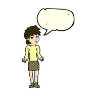 cartoon woman shrugging shoulders with speech bubble N198