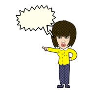 cartoon pointing annoyed woman with speech bubble N5