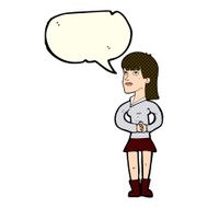 cartoon woman waiting with speech bubble N9