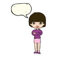 cartoon woman with folded arms speech bubble N13