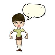 cartoon woman looking annoyed with speech bubble N5