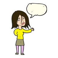 cartoon unhappy woman with speech bubble N4