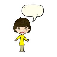 cartoon happy woman with speech bubble N107