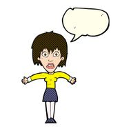 cartoon shocked woman with speech bubble N42