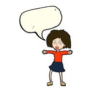 cartoon surprised woman with speech bubble N99