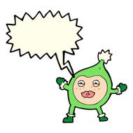 cartoon funny christmas creature with speech bubble N9