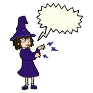 cartoon witch casting spell with speech bubble N9