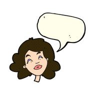 cartoon happy female face with speech bubble N83