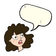 cartoon shocked female face with speech bubble N5